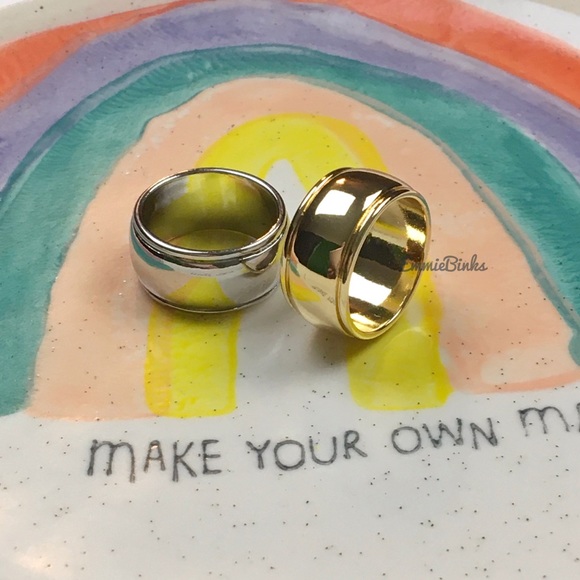 New Wide Band Smooth Polish Silver Gold Copper Band Ring /Chunky Cigar Band Ring - Picture 15 of 16